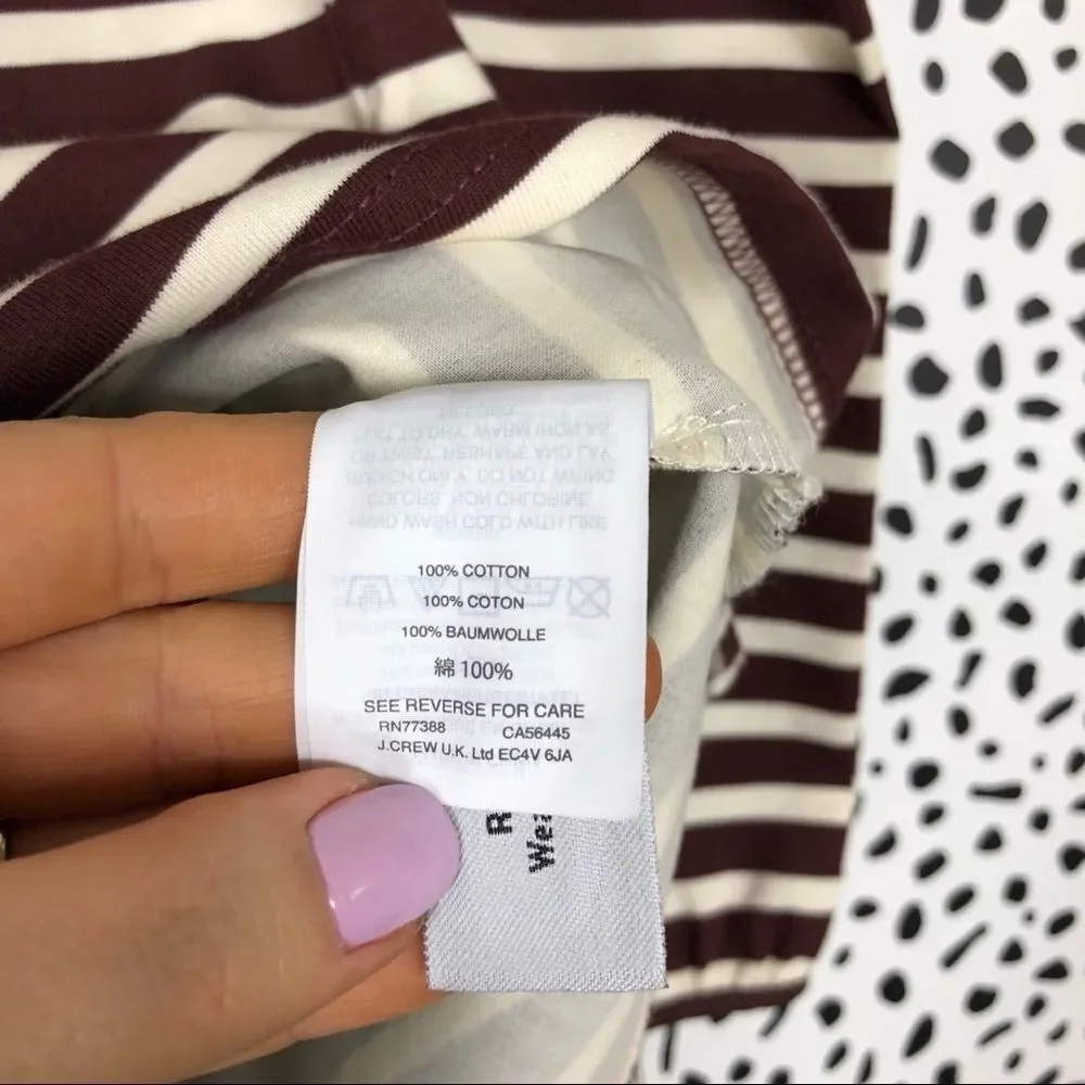 NWOT J. Crew Brown Striped Peasant Top
